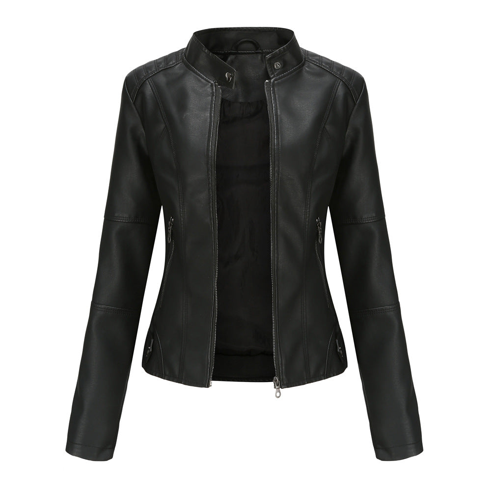 Modische Lederjacke Damen Slim Fit