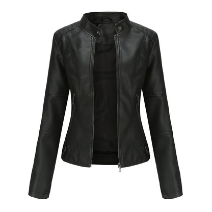 Stylischer Damen Leder-Mantel Slim Fit