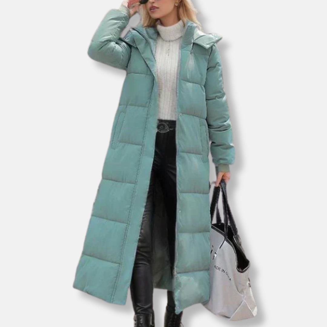 Winterjacke Damen Lang Steppweste Kapuze Hoher Kragen