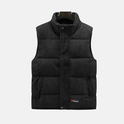 Herrenweste Cord Relaxed Fit Hoher Kragen