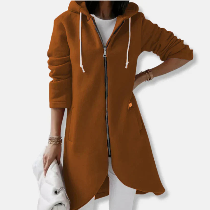 Lockere Sweatjacke Mit Kapuze Und Reißverschluss