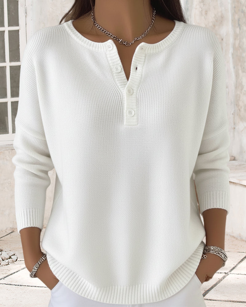Eleganter Strickcardigan Einfarbig Knöpfe