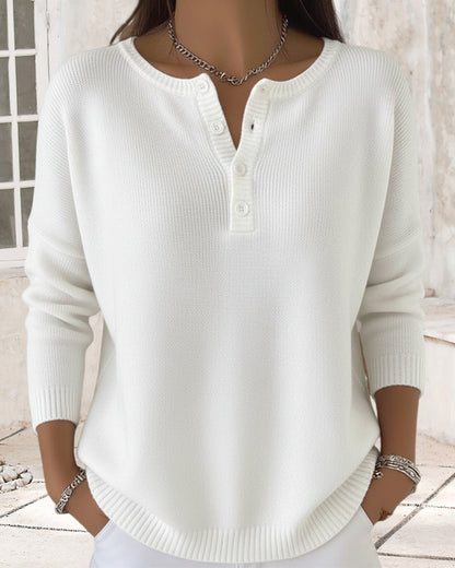 Eleganter Strickcardigan Einfarbig Knöpfe
