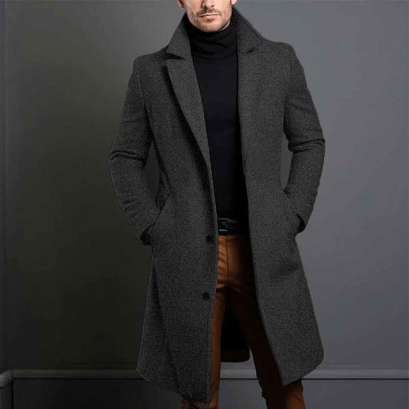 Herren Wintermantel Lang Warm Elegant