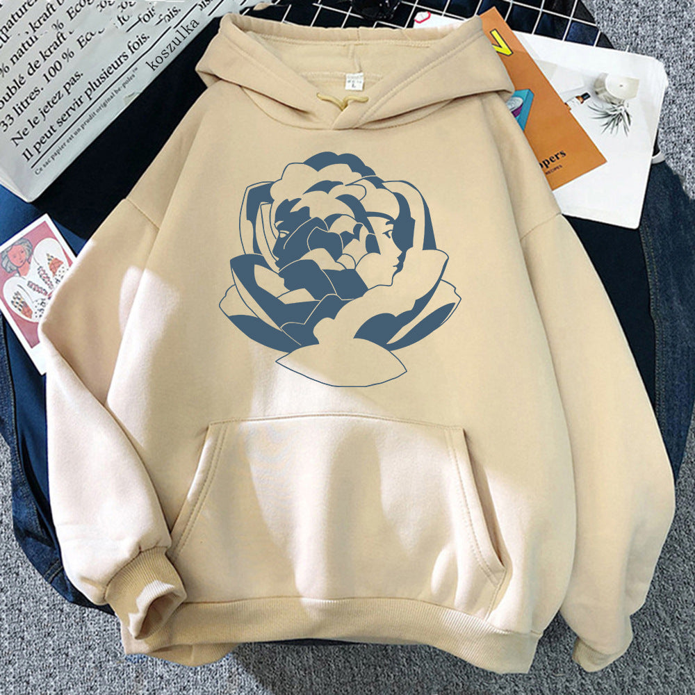 Große Kapuzenpullover Weich Baumwolle Trendy Grafikdruck