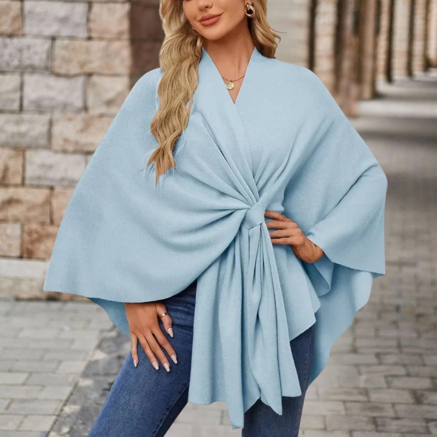 Damen Top mit Cape Effekt und Vorderknoten