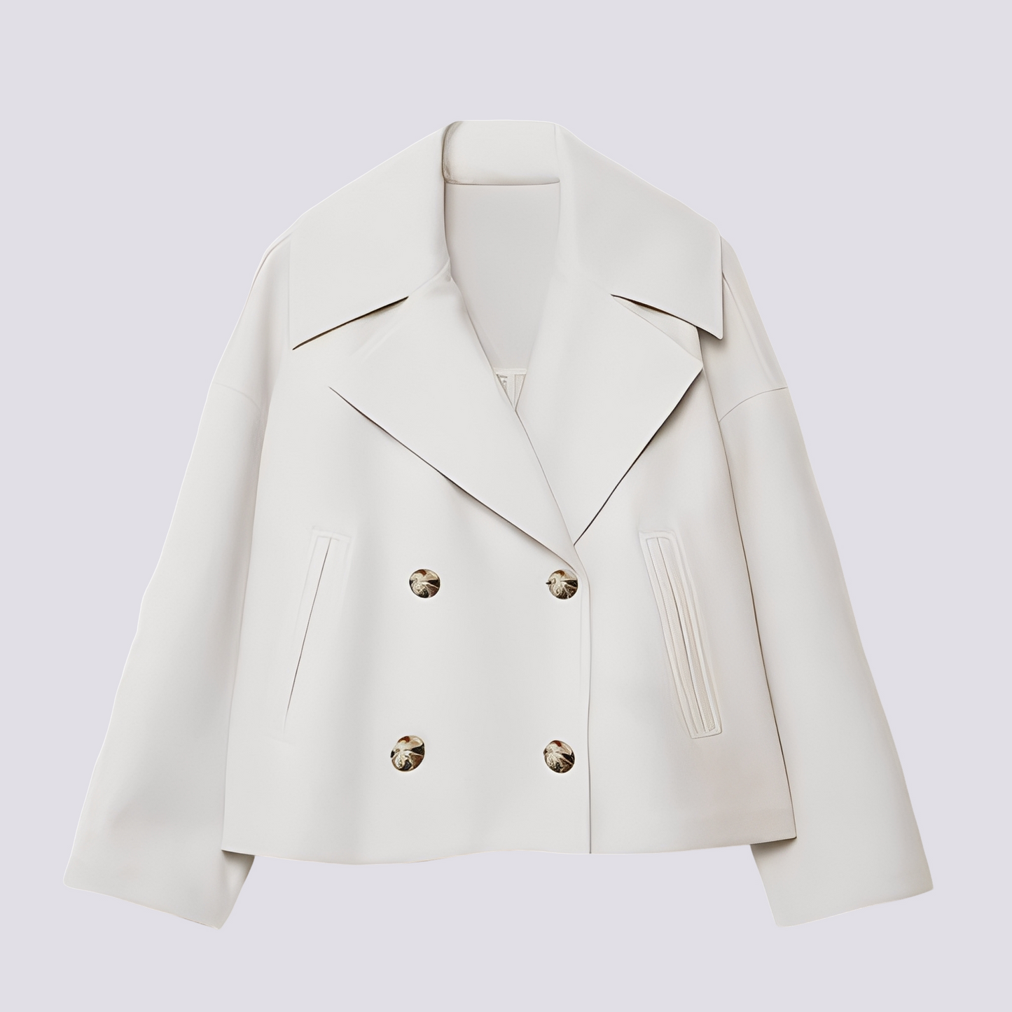 Stylische Damen Wolljacke Kurz Revers