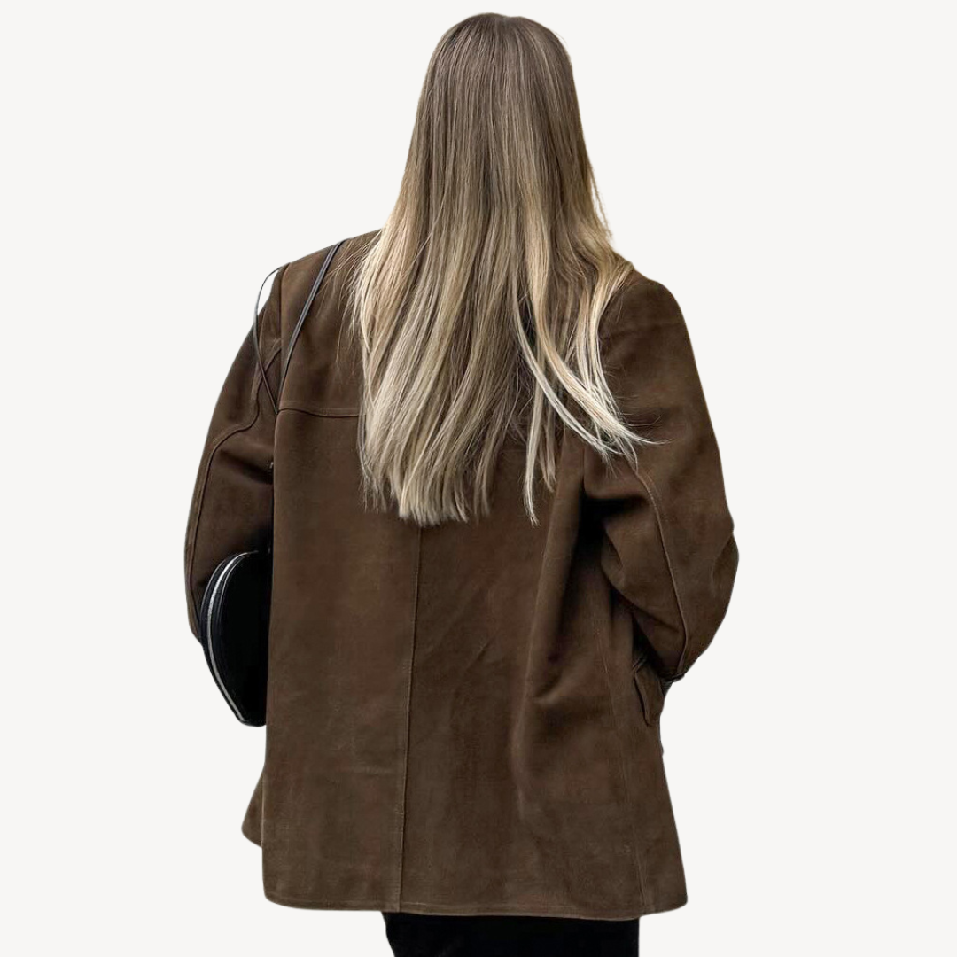 Große Ledermantel Damen Oversized Blazer - IdealeKleiden