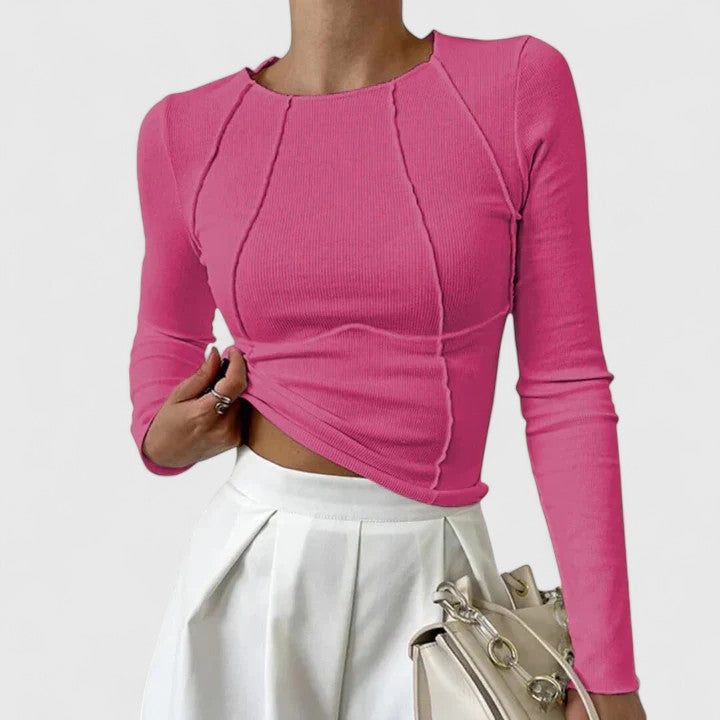 Damen Slim Fit Langarmshirt Trendy