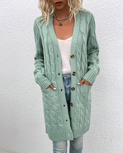 Elegante Strickjacke Langarm Unifarben Damen