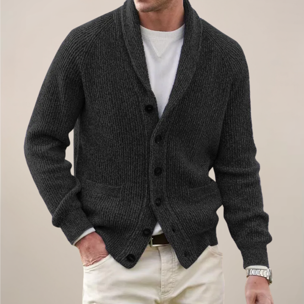 Herren Strickjacke Frühling Modern Schalkragen