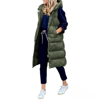 Damen Wintermantel Lang Ärmellos Stylish
