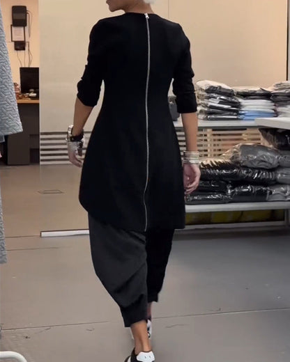 Elegante Damenkleid Mittellang Rundhals - IdealeKleiden