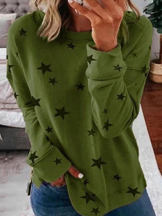 Warmes Winterkleid | Stern-Motiv Rundhals Pullover Damen - IdealeKleiden