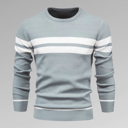 Herren Strickpullover Streifen Rundhals Modern - IdealeKleiden