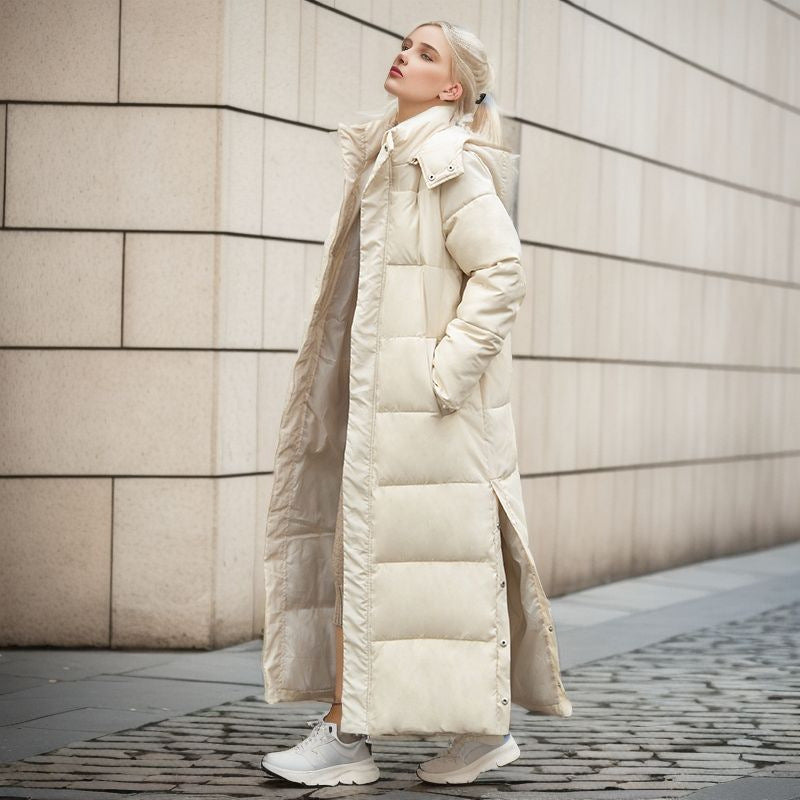 Lange Daunenjacke Frauen Stylisch Warm - IdealeKleiden