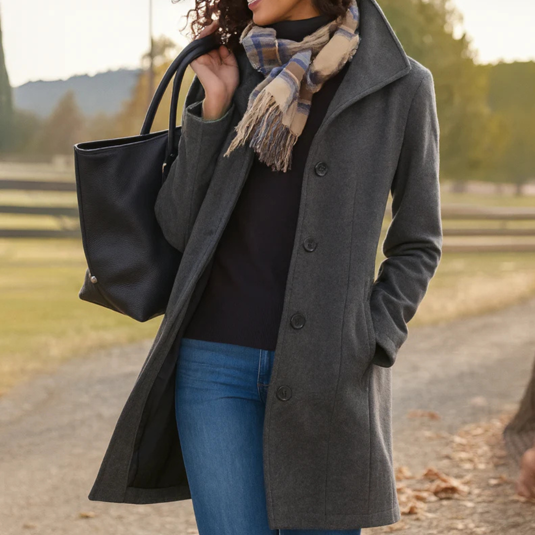 Elegante Damenjacke Mittellang Knöpfe