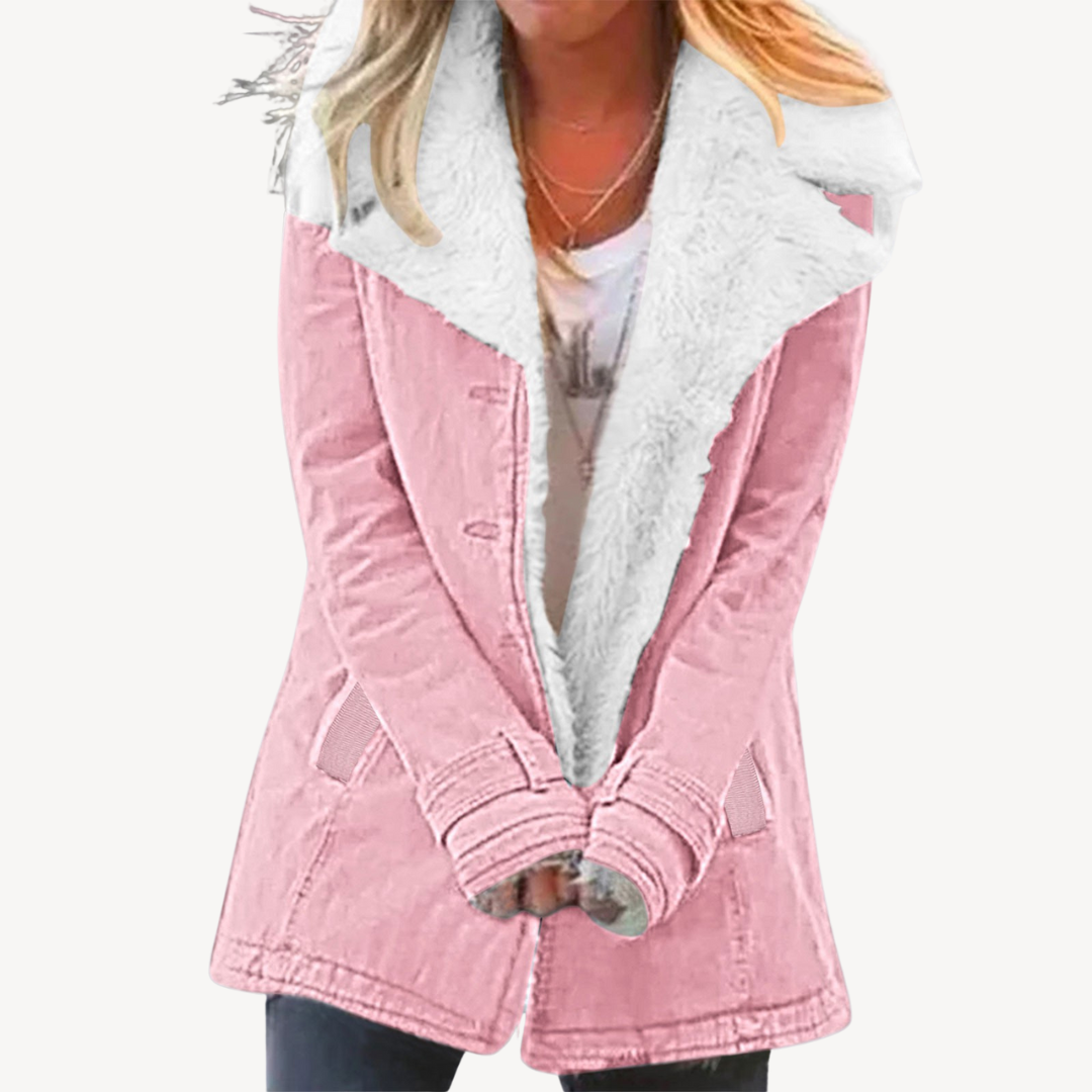 Damen Sherpa Fleece Denimjacke Warm