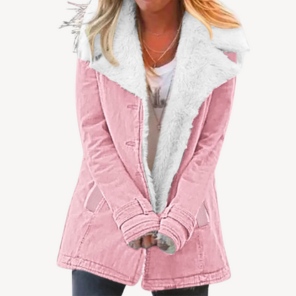 Damen Sherpa Fleece Denimjacke Warm