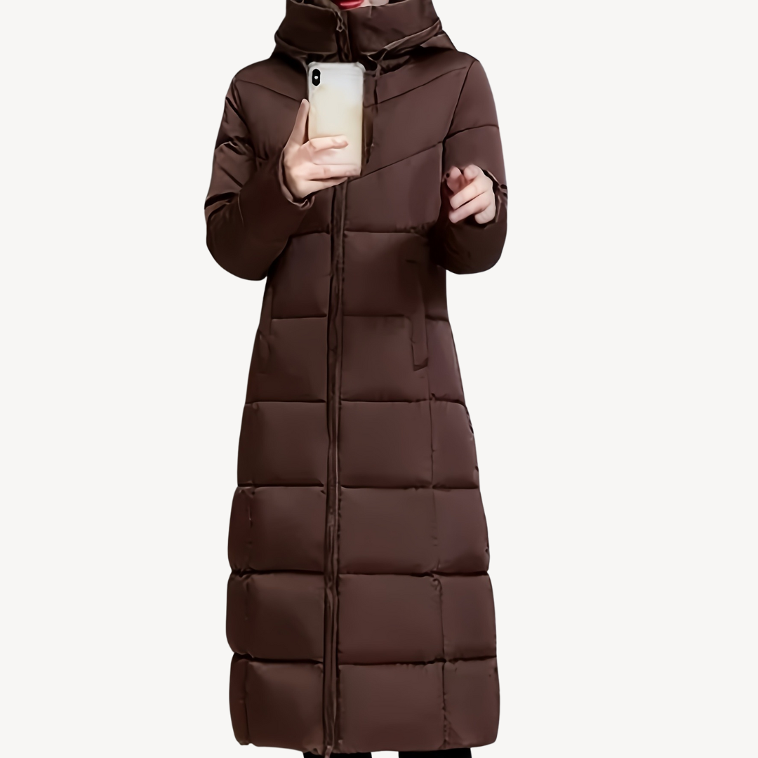 Damen Puffermantel Lang Kapuze Warm