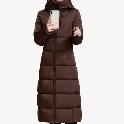 Damen Puffermantel Lang Kapuze Warm