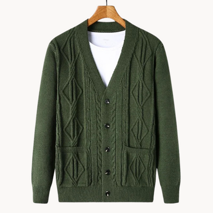 Herren Cardigan Gerippt Elegант Schwarz