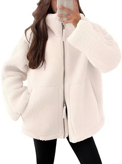 Stilvolle Damen Wolljacke Reißverschluss