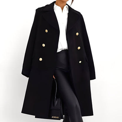 Stylischer Damen Wollmantel Doppelknopf Design