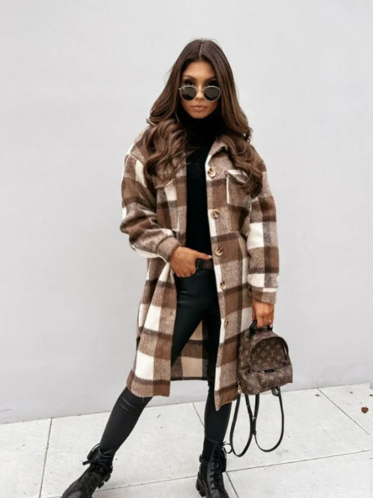 Herrenjacke Lang Kariert Modern
