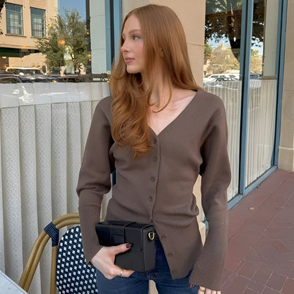 Stylischer Damen Cardigan Mantel Elegant Tailliert - IdealeKleiden