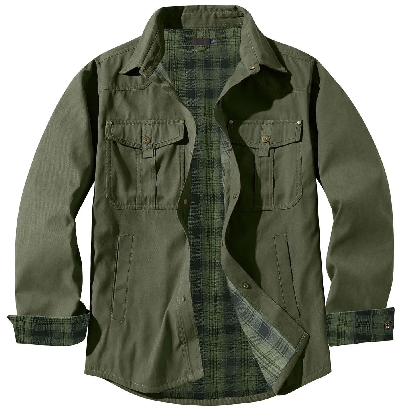 Große Größen Herrenjacke Flanell Karomuster Kapuze