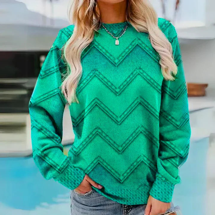 Bunter Strickpullover Oliv Grün Retro
