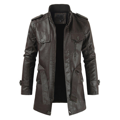 Stylischer Leder-Trenchcoat Herren Retro Design