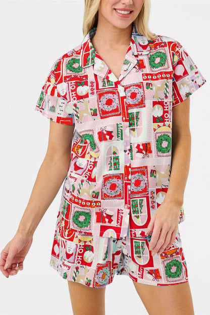 Weihnachtsshirt Frauen Kurzarm Süßes Motiv Set