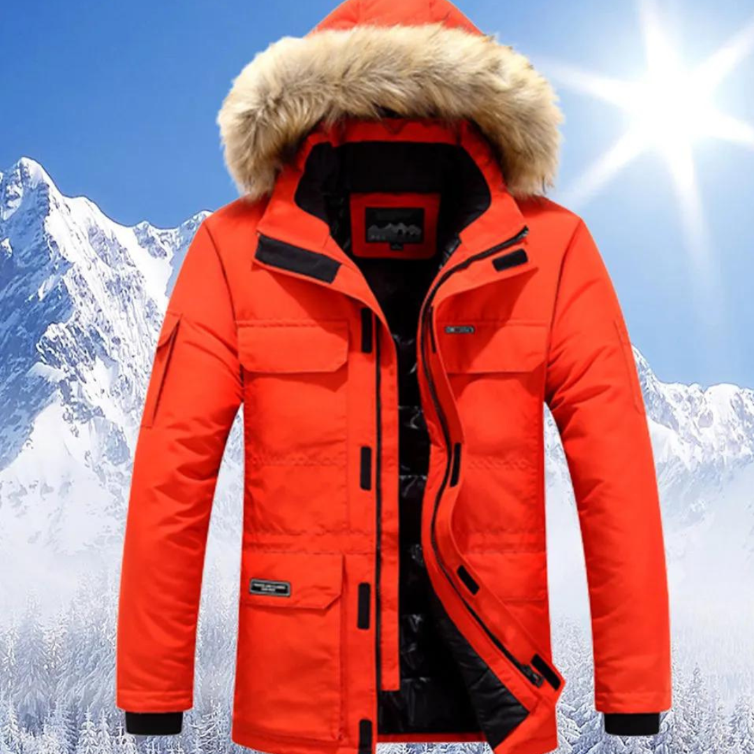 Herren Parka Winterjacke mit Pelz Kragen