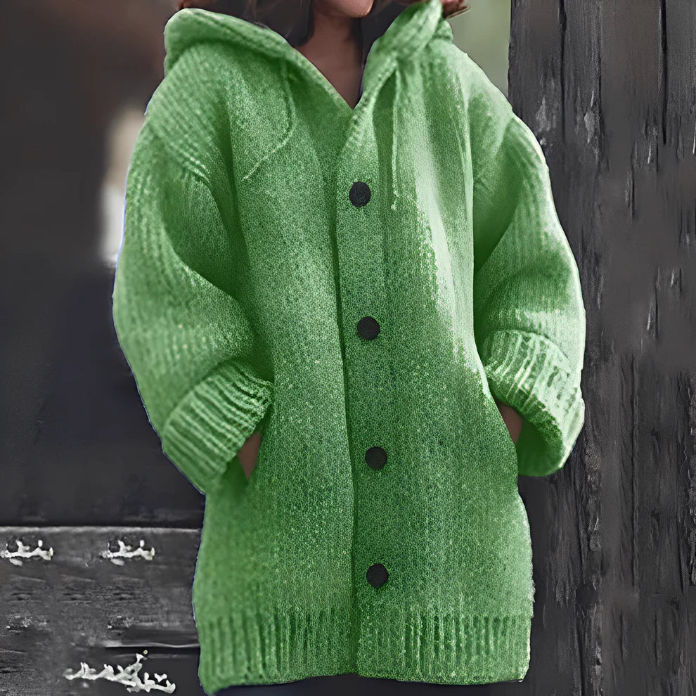 Kapuzenstrickjacke Damen Gemütlich Mit Taschen