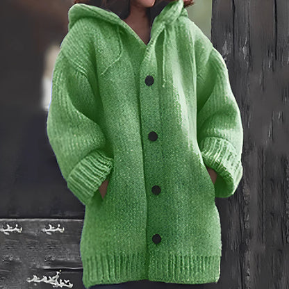 Kapuzenstrickjacke Damen Gemütlich Mit Taschen