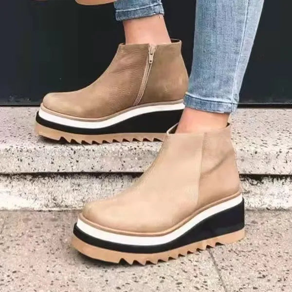 Modische Lederstiefel Mit Seiten-Reißverschluss