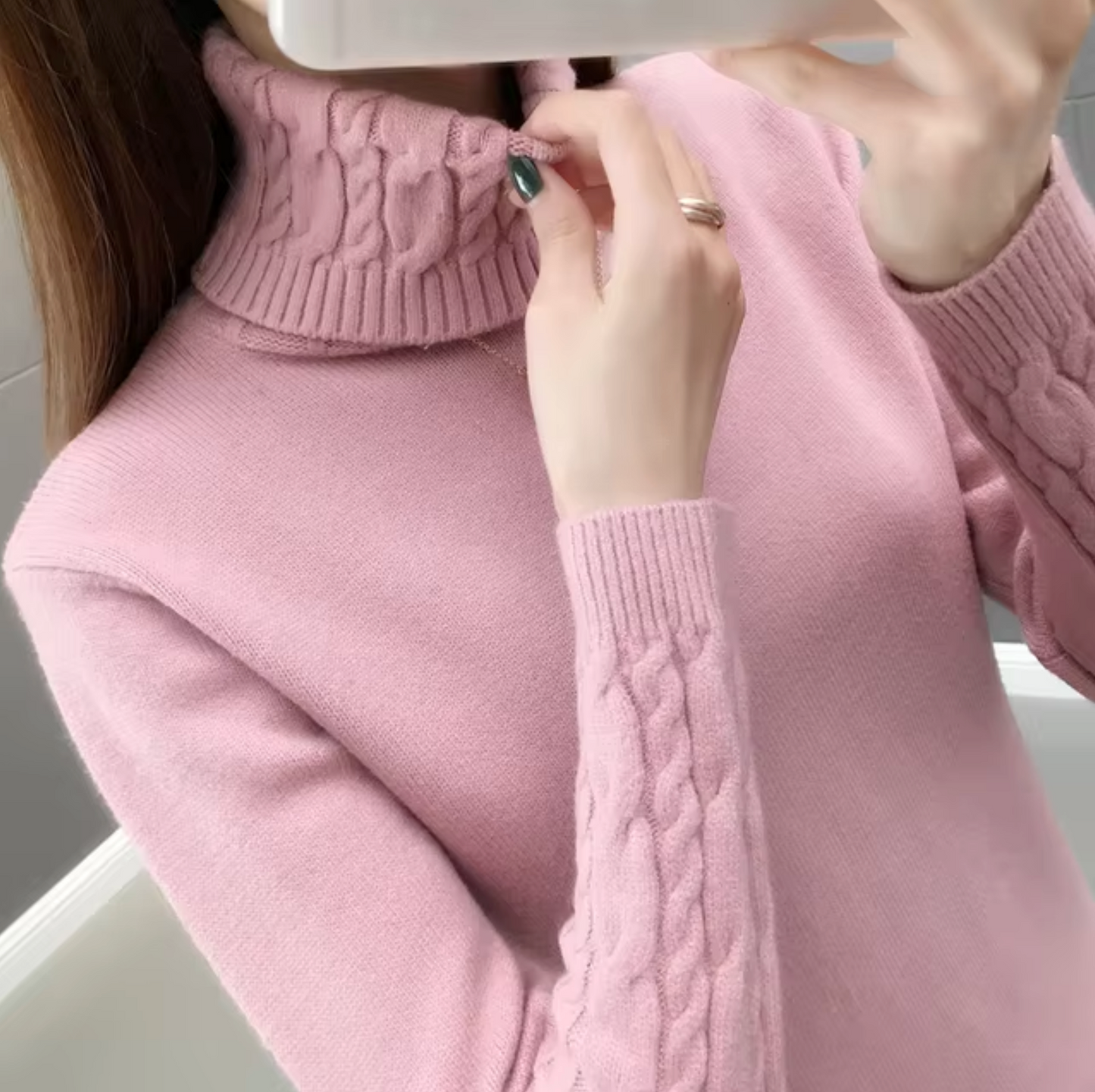 Weicher Rollkragen Pullover aus Wolle