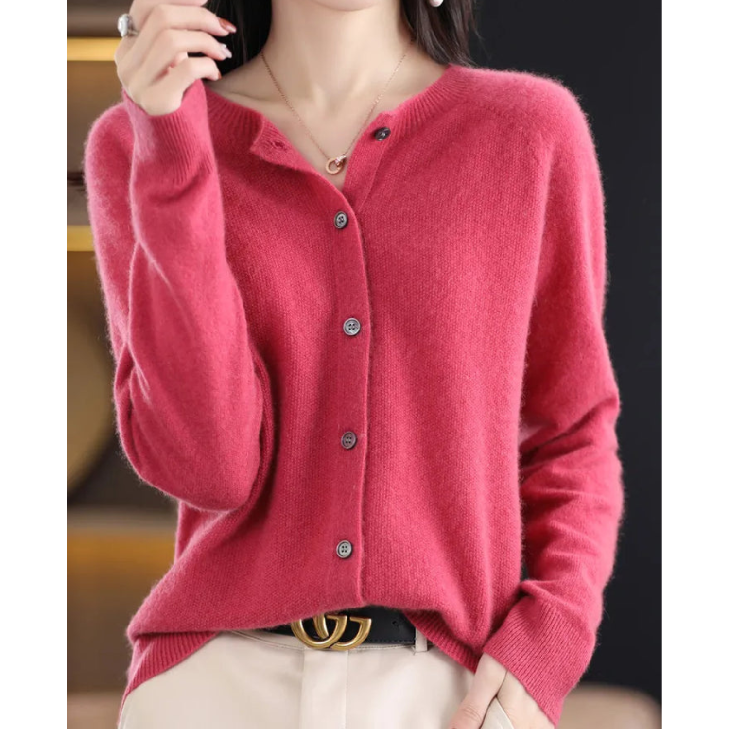 Damen Strickjacke Elegante Klassik Design - IdealeKleiden