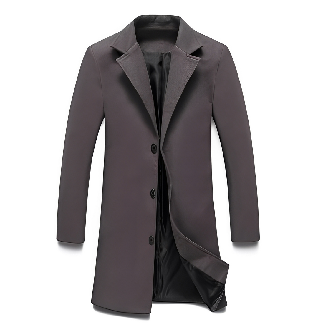 Eleganter Herren Wollmantel Formal Schwarz