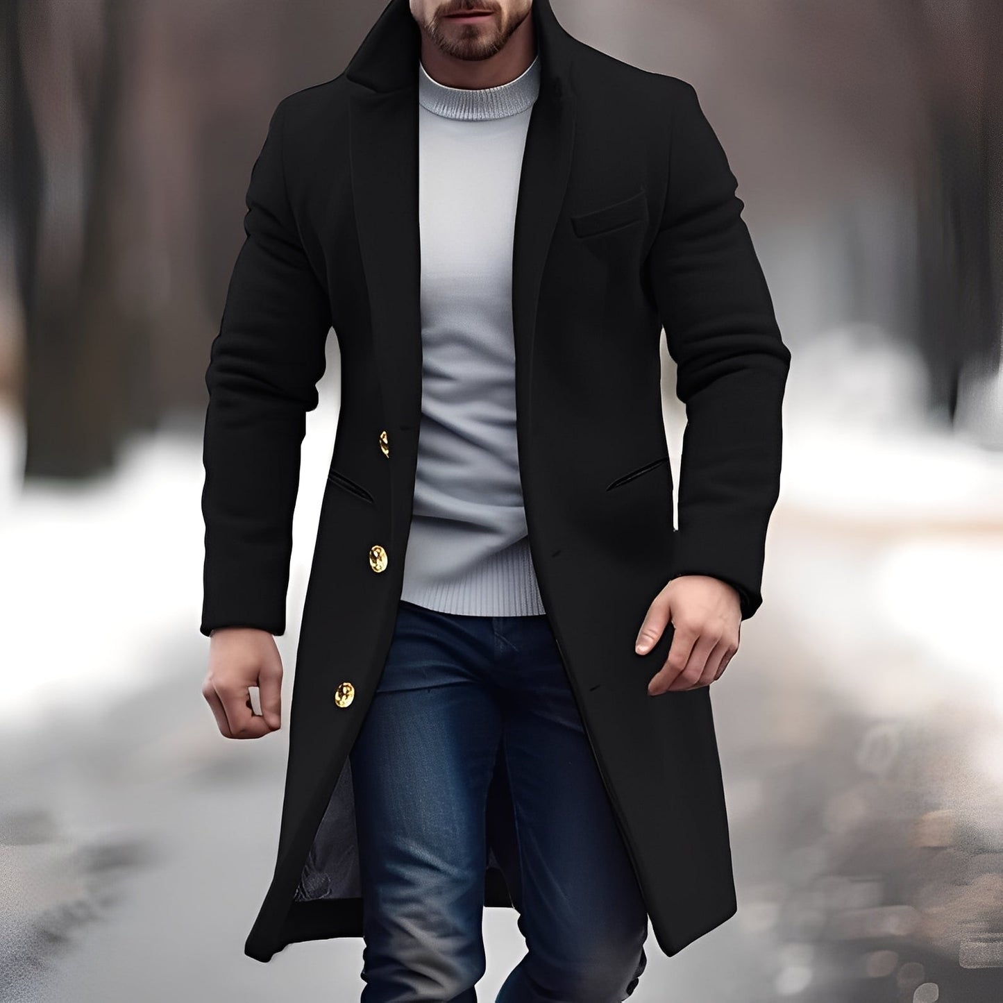 Herren Wollmantel Elegant Mittellang