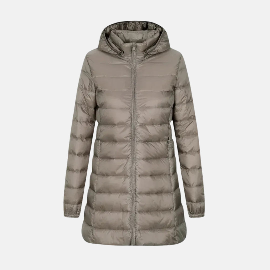 Daunenjacke Damen Mittellang Kapuzenparka Wasserfest