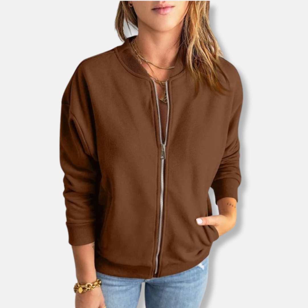 Leichte Jacke Mit Reißverschluss Und Rippkante Lässig