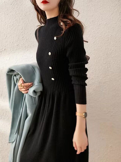 Elegantes Strickkleid Rollkragen Damen