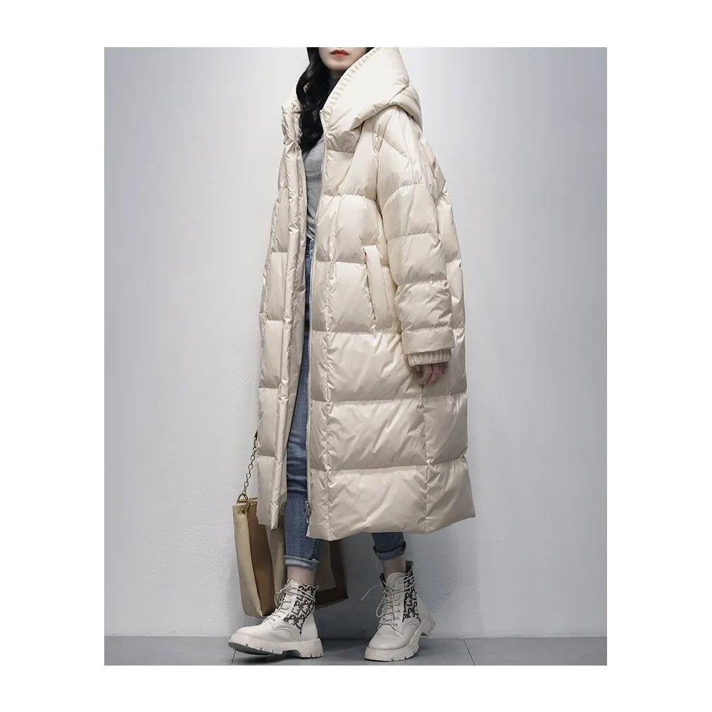 Elegante Winterjacke Damen Langfellmantel