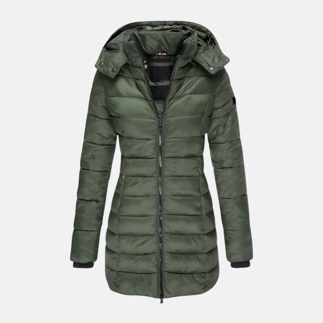Slim Fit Pufferjacke Mittellang Kapuze