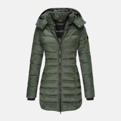 Slim Fit Pufferjacke Mittellang Kapuze