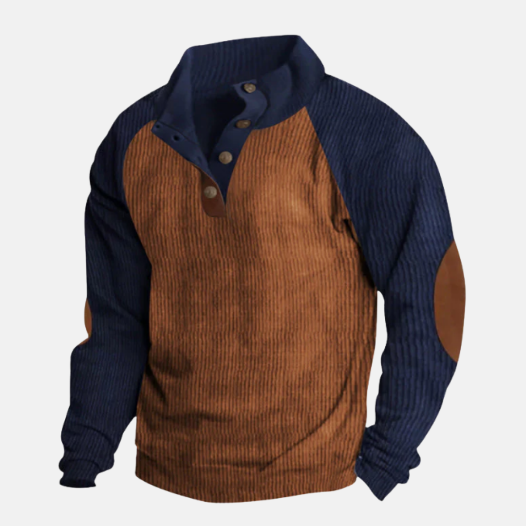 Bequemer Pullover mit Ripp Ärmeln und Stehkragen