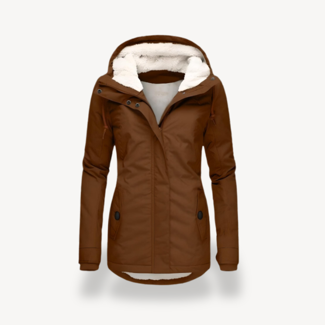 Wasserdichte Damenwinterjacke mit Kapuze